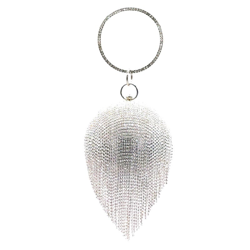 Lanpet Women Round Ball Crystal Evening Clutch Purse Tassel Wedding Party Handbags - Image 1